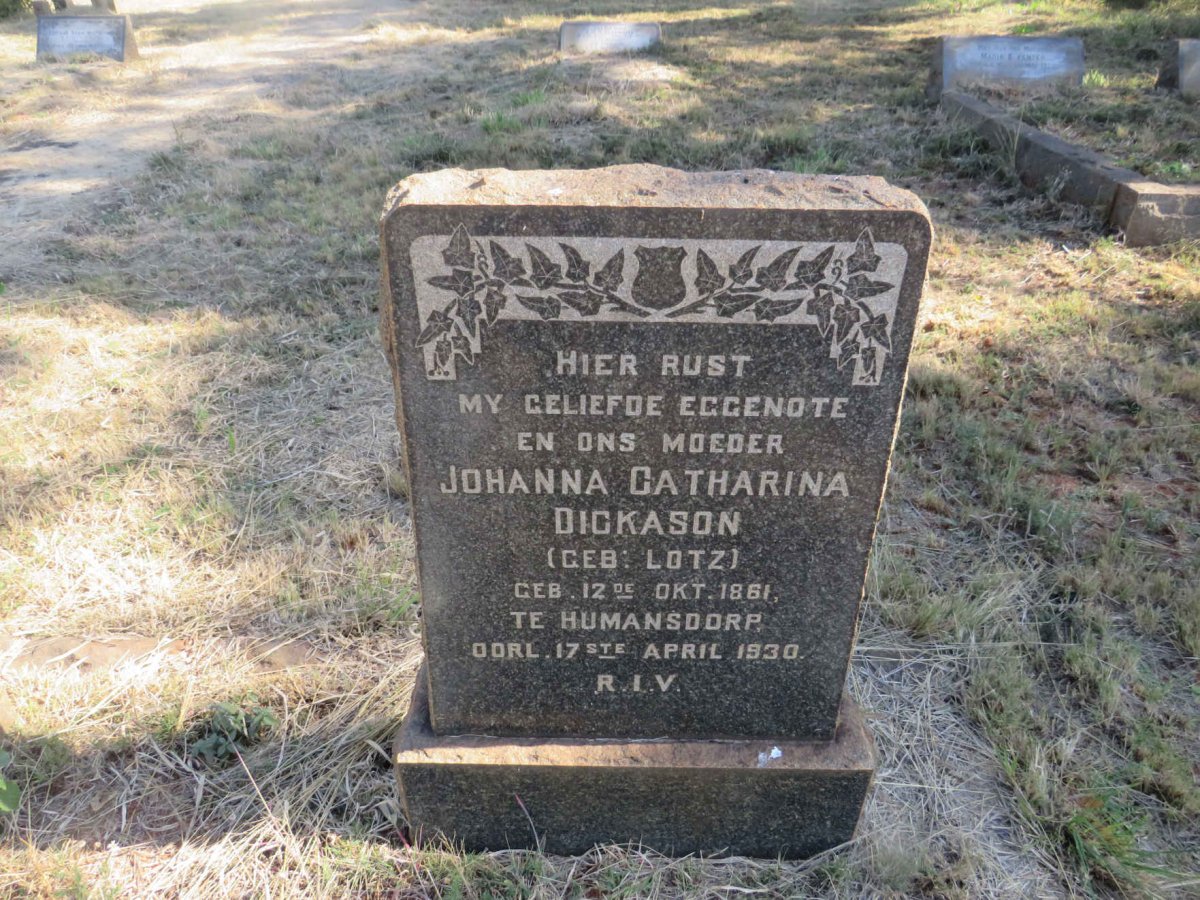 DICKASON Johanna Catharina nee LOTZ 1861-1930