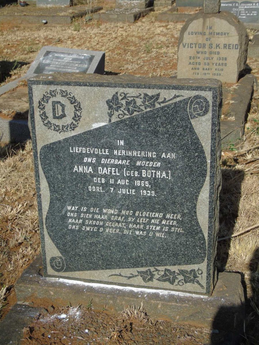 DAFEL Anna nee BOTHA  1865-1939
