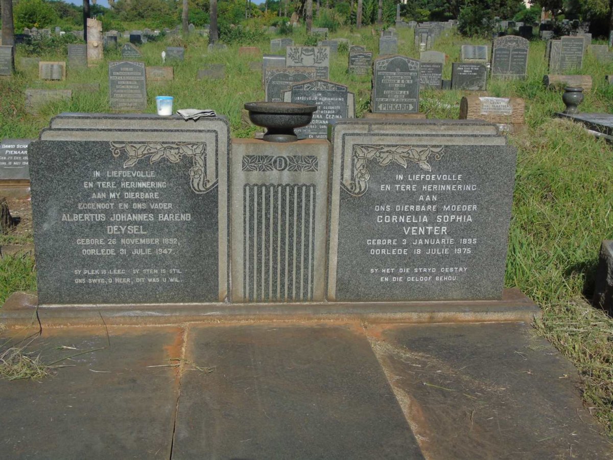 DEYSEL Albertus Johannes Barend 1892-1947 & Cornelia Sophia VENTER 1895-1975