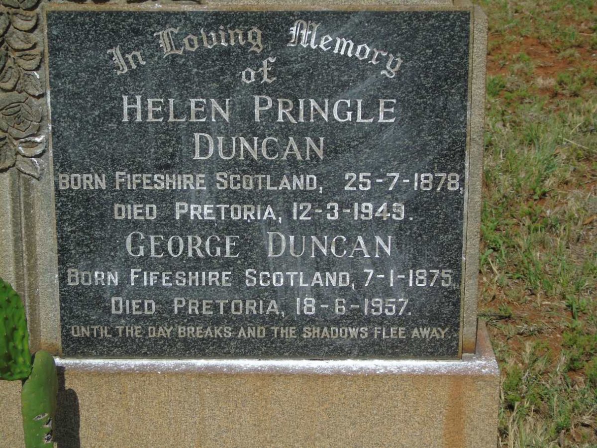 DUNCAN George 1875-1957 & Helen Pringle 1878-1949