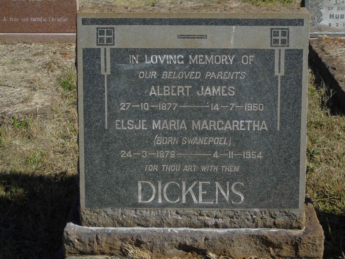 DICKENS Albert James 1877-1950 &amp; Elsje Maria Margaretha SWANEPOEL 1878-1954