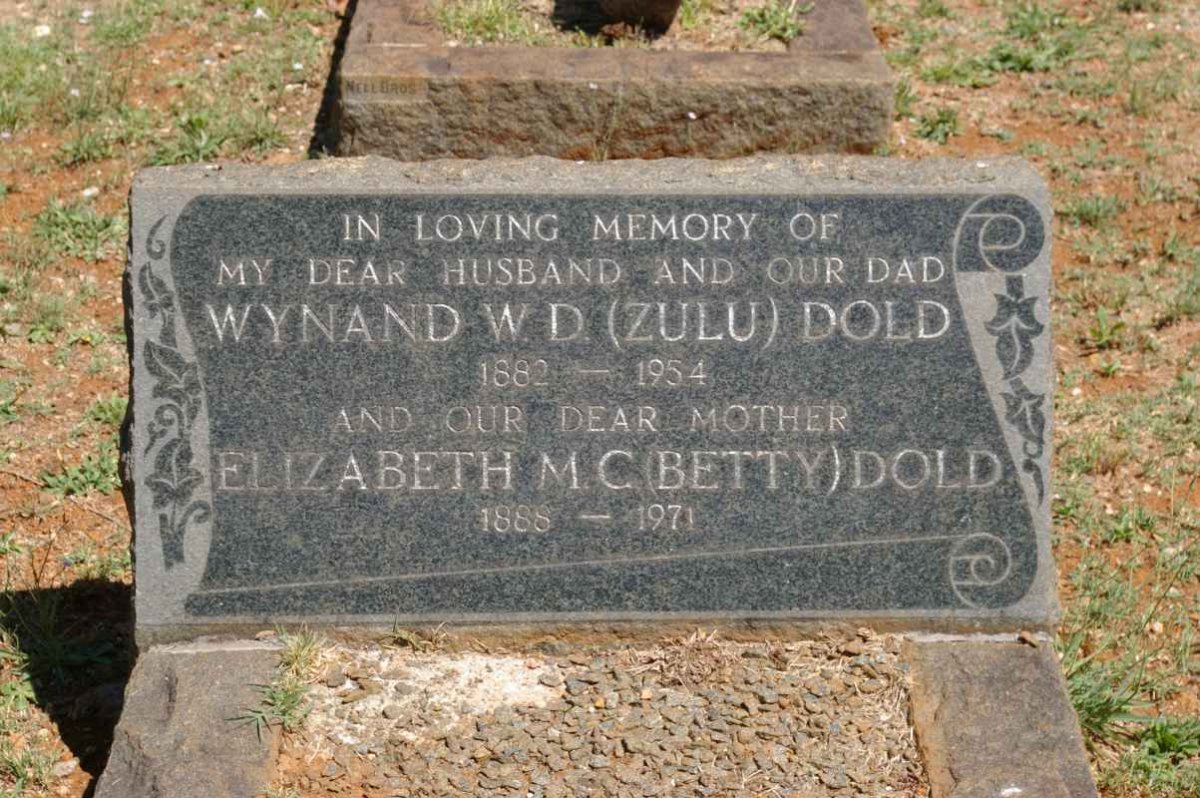 DOLD Wynand W.D. 1882-1954 &amp; Elizabeth M.C. 1888-1971