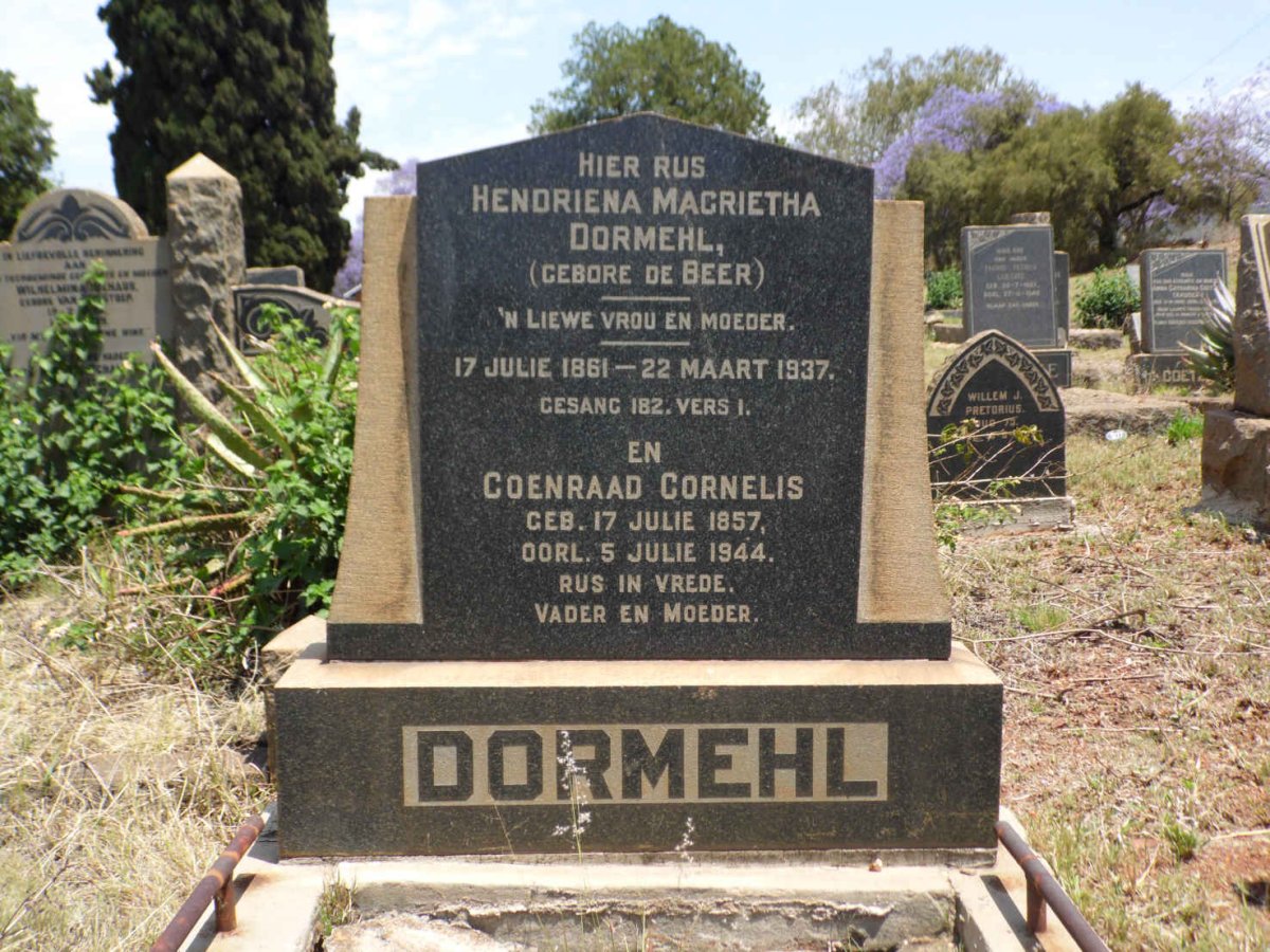 DORMEHL Coenraad Cornelis 1857-1944 &amp; Hendriena Magrietha DE BEER 1861-1937