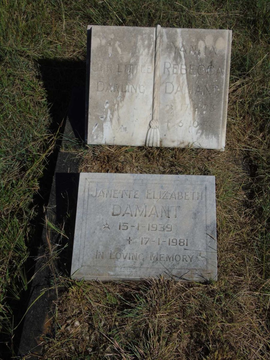 DAMANT Janette Elizabeth 1939-1981 :: DAMANT Yanita Rebecca 1973-1973 