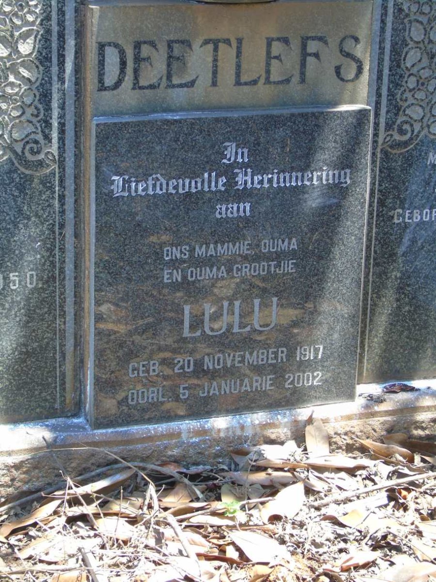 DEETLEFS Lulu 1917-2002