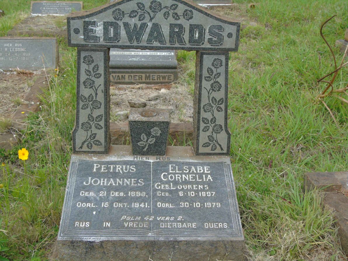 EDWARDS Petrus Johannes 1893-1941 &amp; Elsabe Cornelia LOURENS 1897-1979