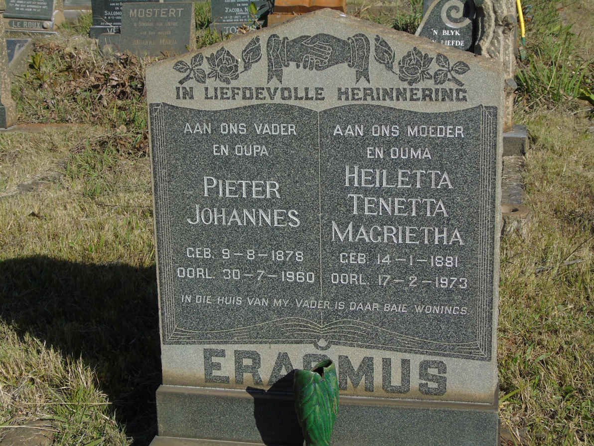 ERASMUS Pieter Johannes 1878-1960 &amp; Heiletta Tenetta Magrietha 1881-1973