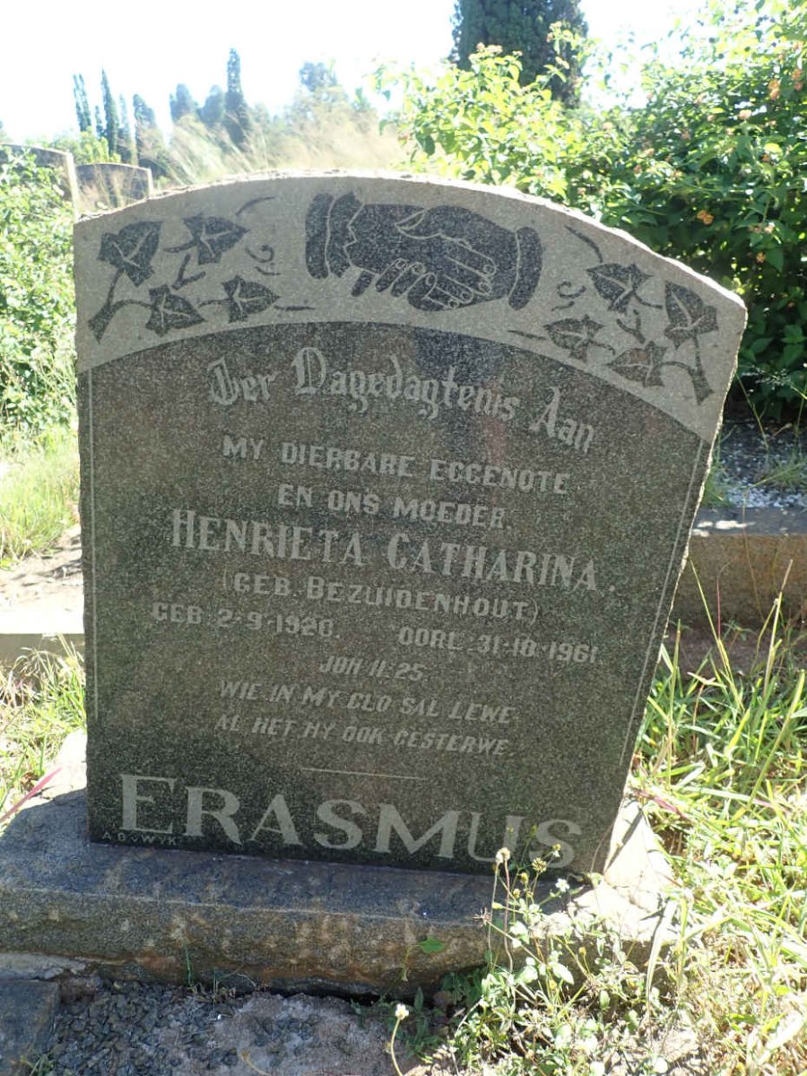 ERASMUS Henrieta Catharina nee BEZUIDENHOUT 1920-1961