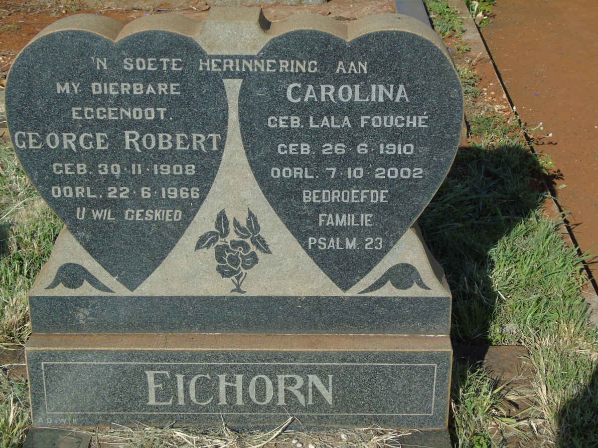EICHORN George Robert 1908-1966 &amp; Carolina FOUCHE 1910-2002