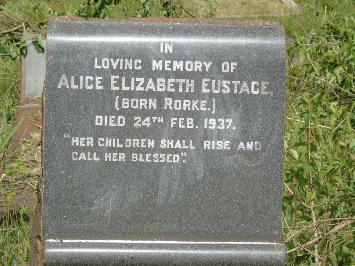 EUSTACE Alice Elizabeth nee RORKE -1937