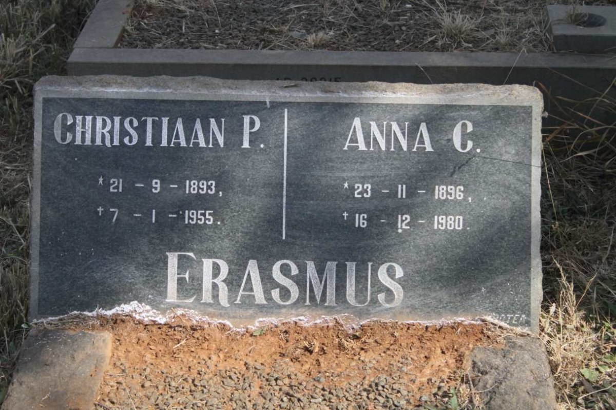 ERASMUS Christiaan P. 1893-1955 & Anna C. 1896-1980