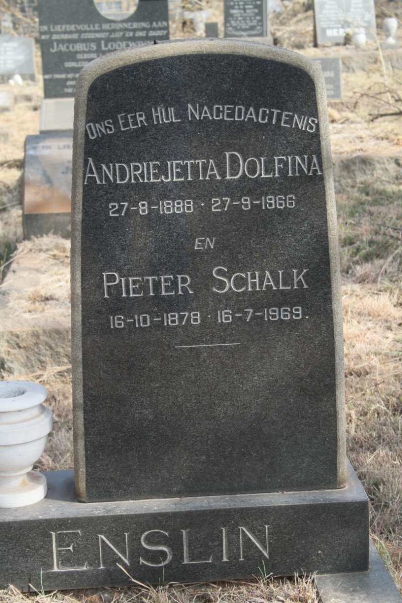 ENSLIN Pieter Schalk 1878-1969 & Andriejetta Dolfina 1888-1966