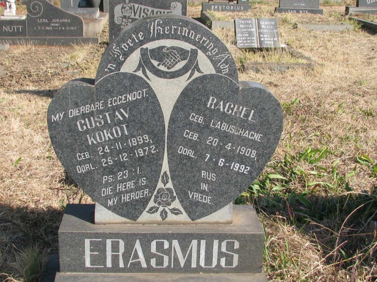 ERASMUS Gustav Kokot 1899-1972 &amp; Rachel LABUSCHAGNE 1908-1992