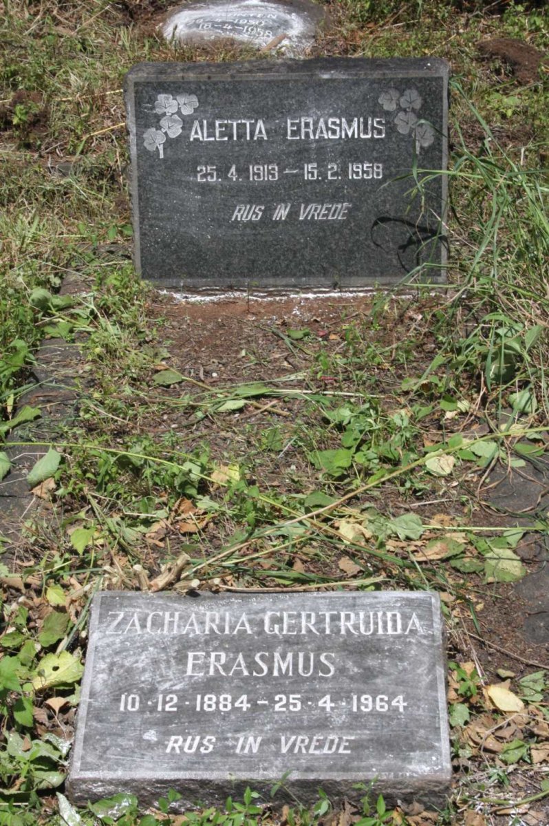 ERASMUS Zacharia Gertruida 1884-1964 :: ERASMUS Aletta 1913-1958