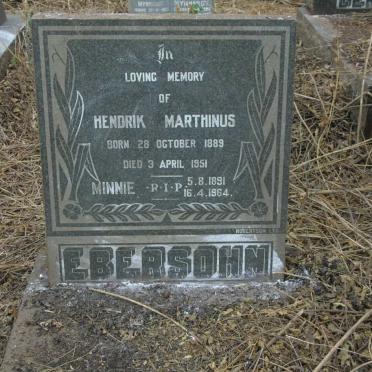 EBERSOHN Hendrik Marthinus 1889-1951 & Minnie 1891-1964