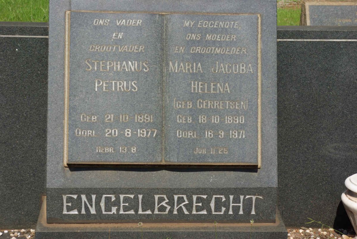 ENGELBRECHT Stephanus Petrus 1891-1977 &amp; Maria Jacoba Helena GERRETSEN 1890-1971
