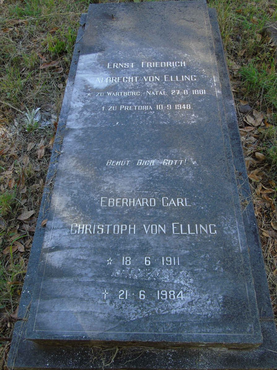 ELLING Ernst Friedrich Albrecht, von 1881-1948 :: VON ELLING Eberhard Carl Christoph 1911-1984