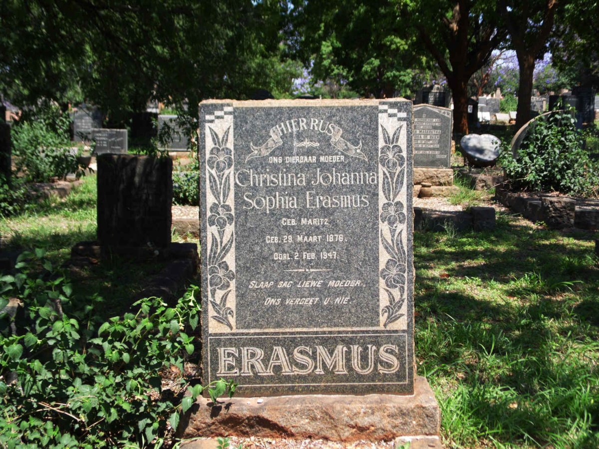 ERASMUS Christina Johanna Sophia nee MARITZ 1876-1947