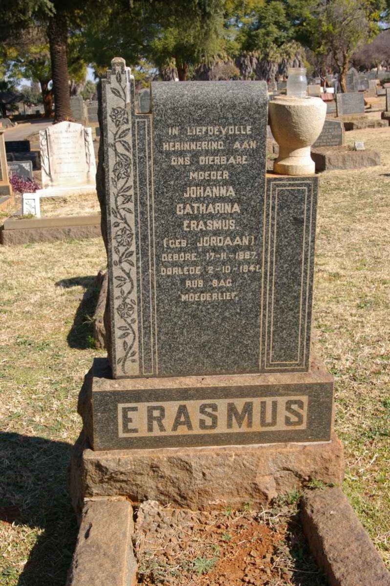 ERASMUS Johanna Catharina nee JORDAAN 1887-1941