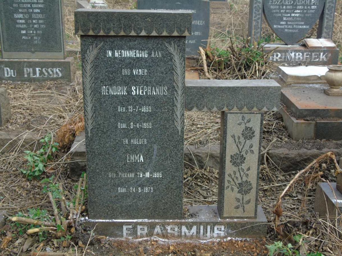ERASMUS Hendrik Stephanus 1893-1950 & Emma PICKARD 1899-1973