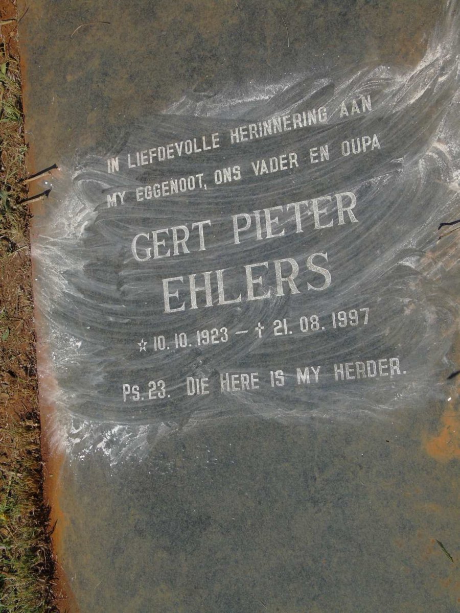 EHLERS Gert Pieter 1923-1997