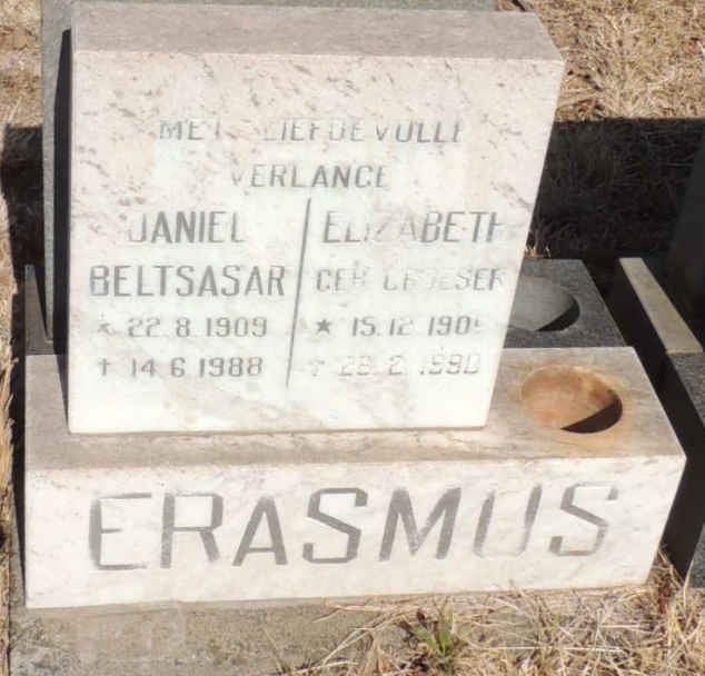 ERASMUS Daniel Beltsasar 1909-1988 & Elizabeth CROESER 1905-1990