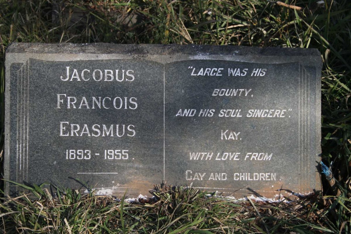 ERASMUS Jacobus Francois 1893-1955