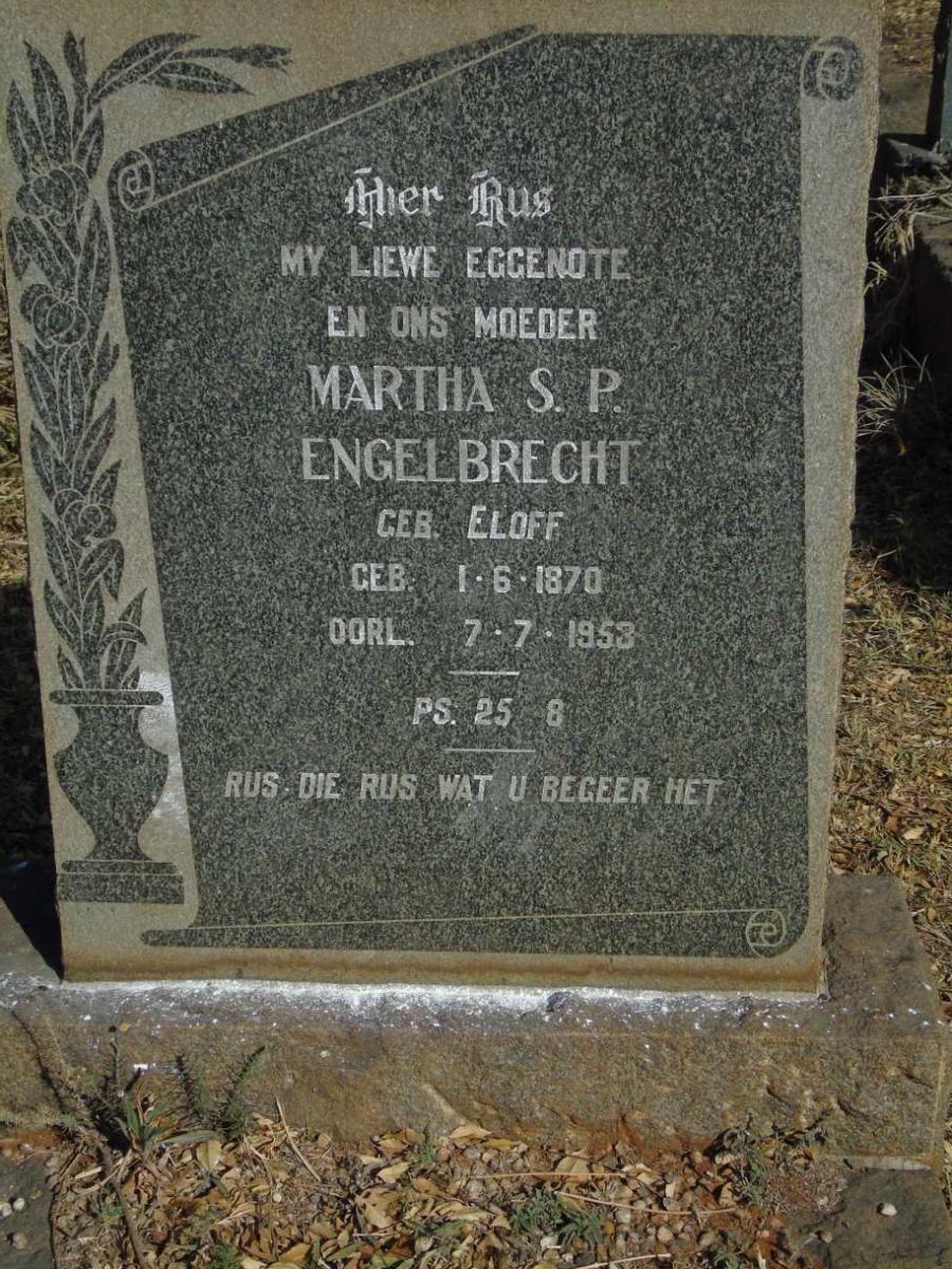 ENGELBRECHT Martha S.P. nee ELOFF 1870-1953