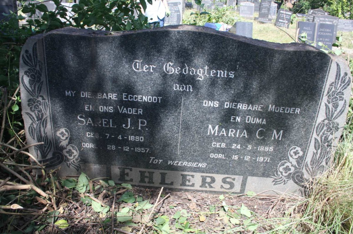 EHLERS Sarel J.P. 1890-1957 &amp; Maria C.M. 1895-1971