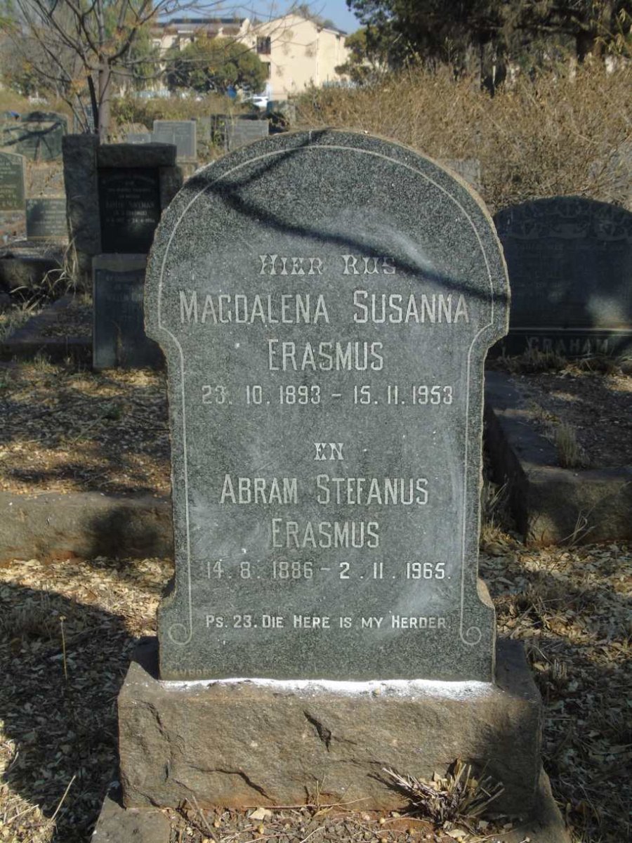 ERASMUS Abram Stefanus 1886-1965 & Magdalena Susanna 1893-1953