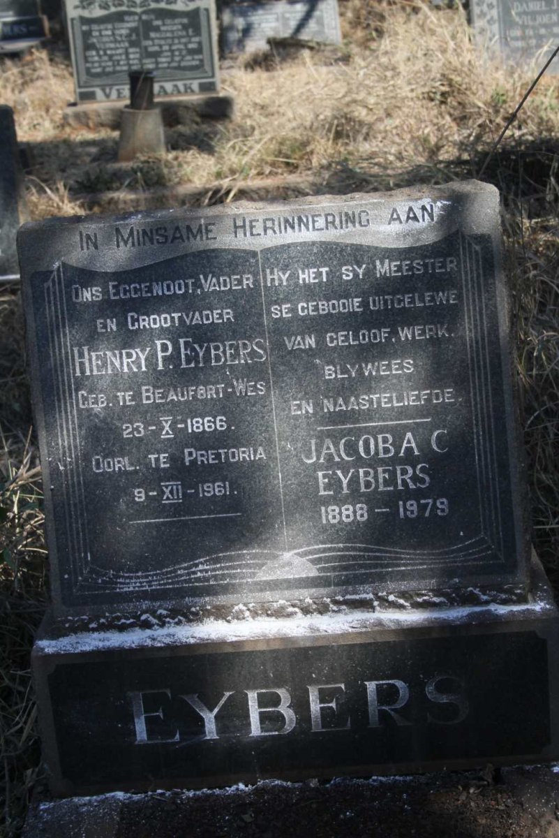 EYBERS Henry P. 1866-1961 & Jacoba C. 1888-1979
