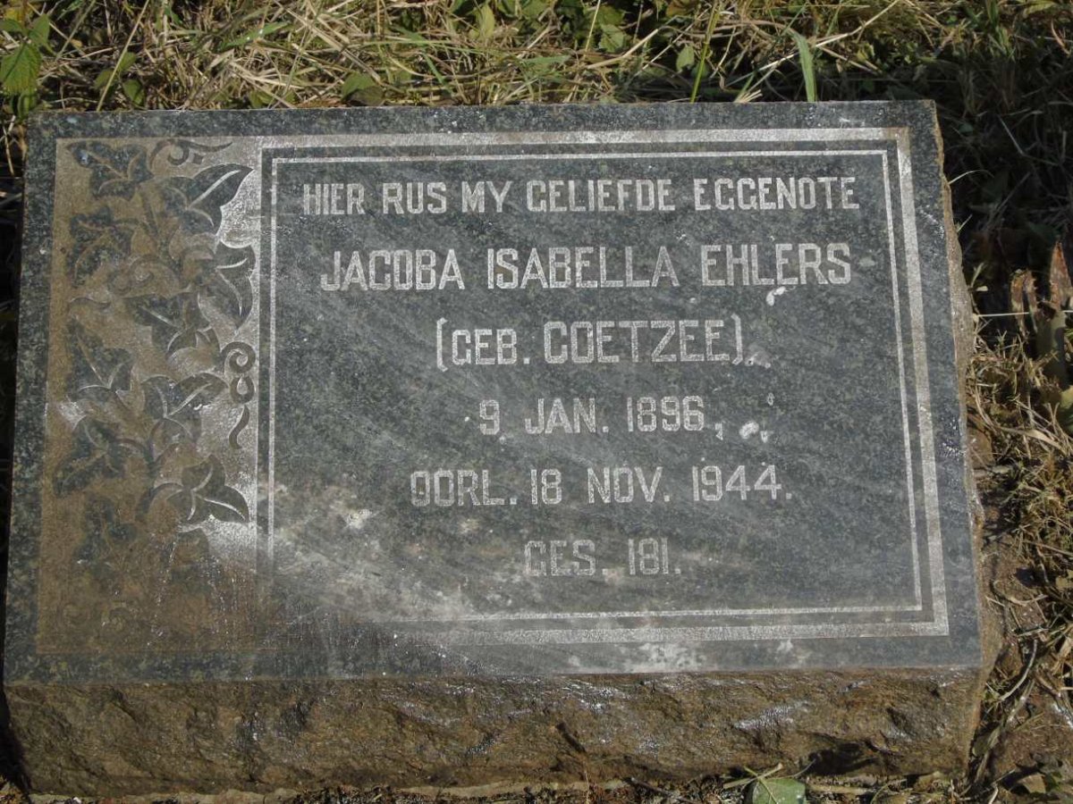 EHLERS Jacoba Isabella nee COETZEE 1896-1944