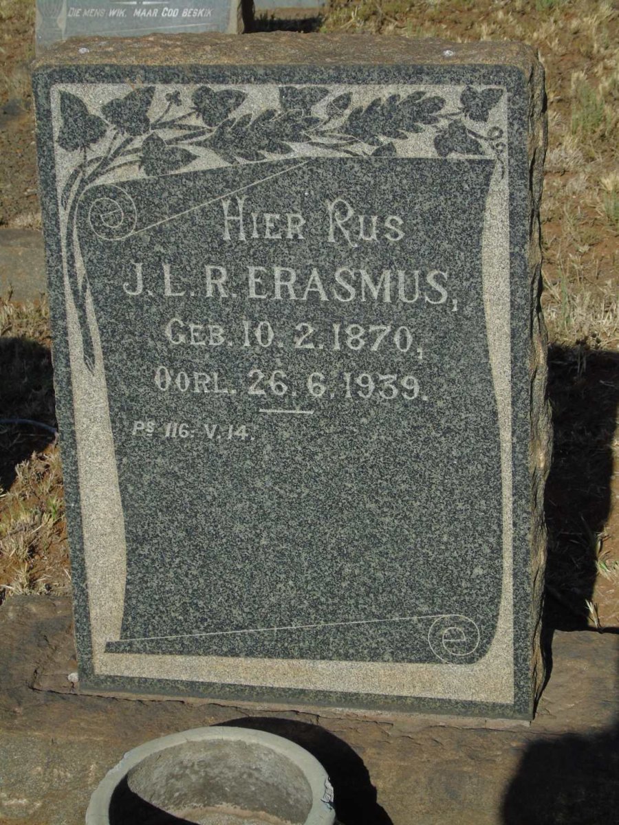 ERASMUS J.L.R. 1870-1939 