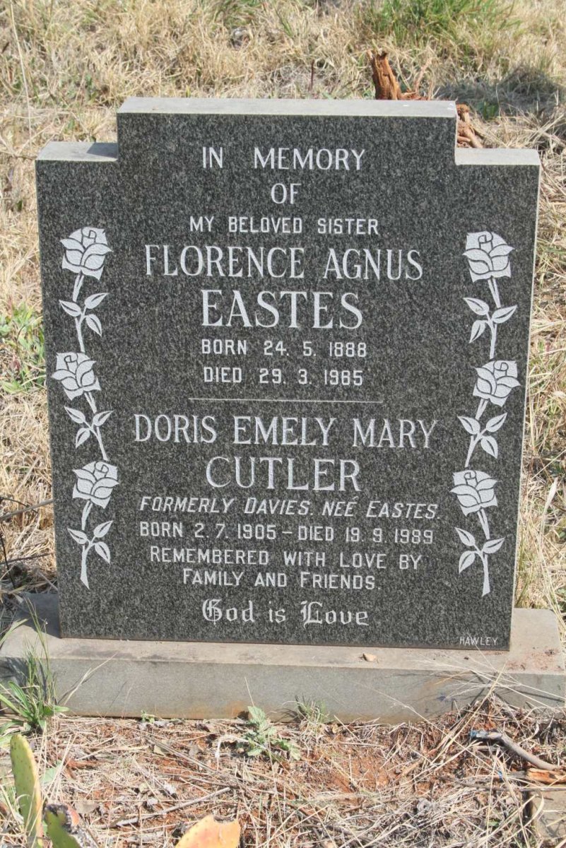 EASTES Florence Agnus 1888-1985 :: CUTLER Doris Emely Mary formerly DAVIES nee EASTES 1905-1989