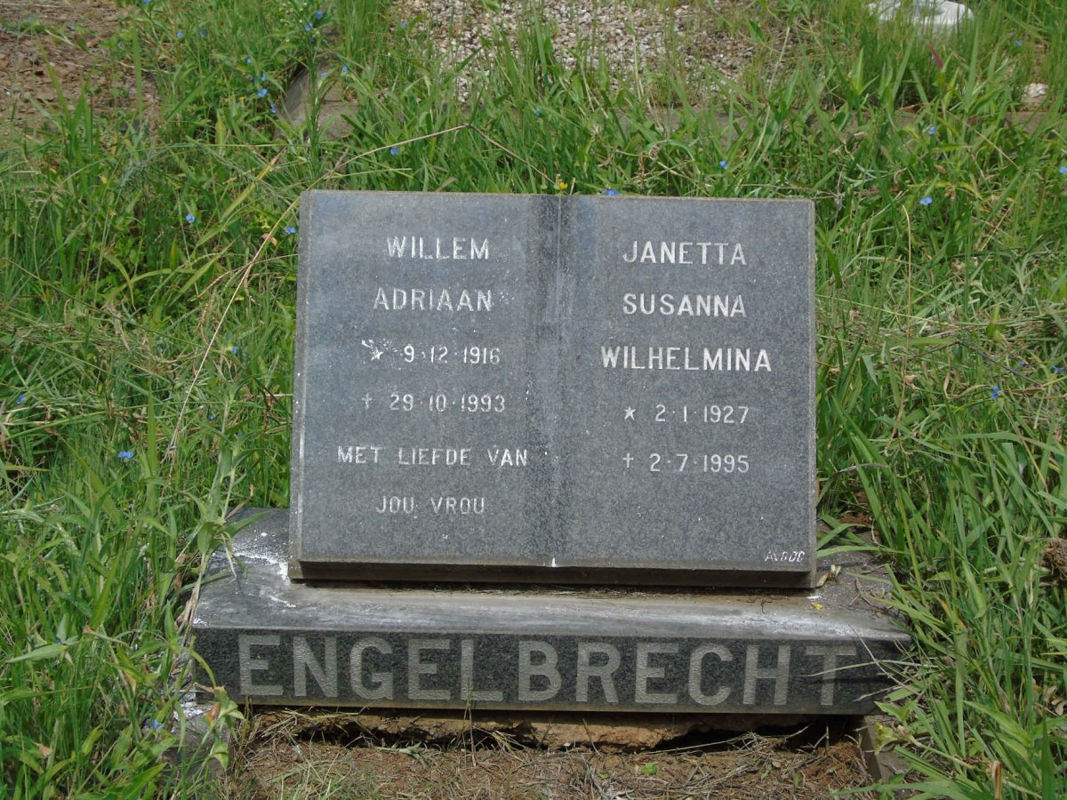 ENGELBRECHT Willem Adriaan 1916-1993 &amp; Janetta Susanna Wilhelmina 1927-1995