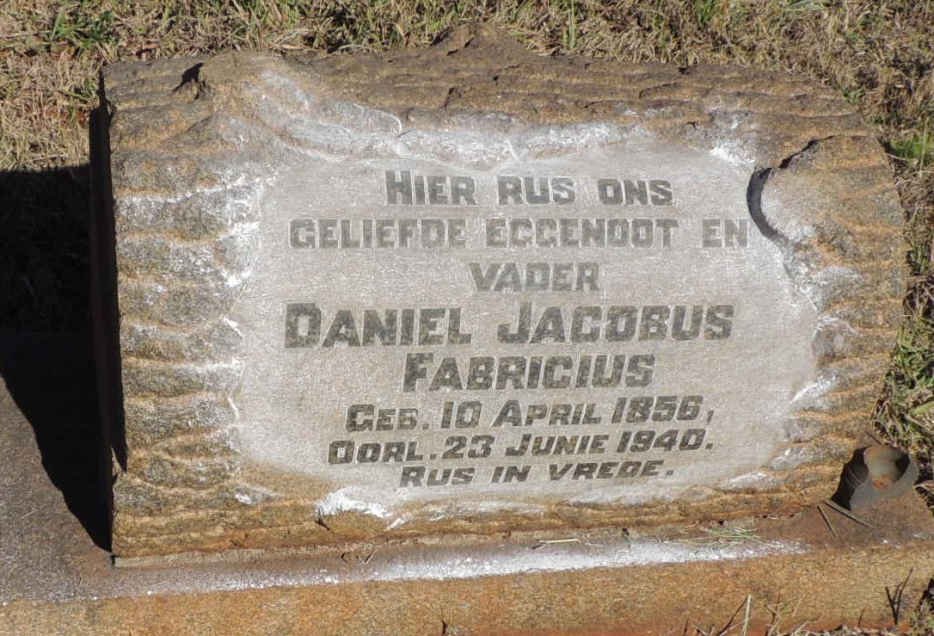 FABRICIUS Daniel Jacobus 1856-1940 & Anna Maria E.M. VAN STADEN 1884-1964 _2