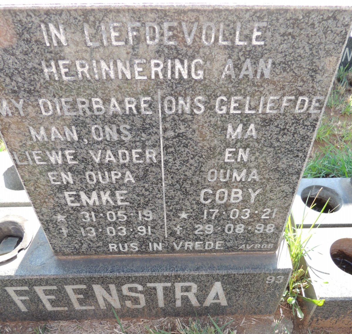 FEENSTRA Emke 1919-1991 & Coby 1921-1998