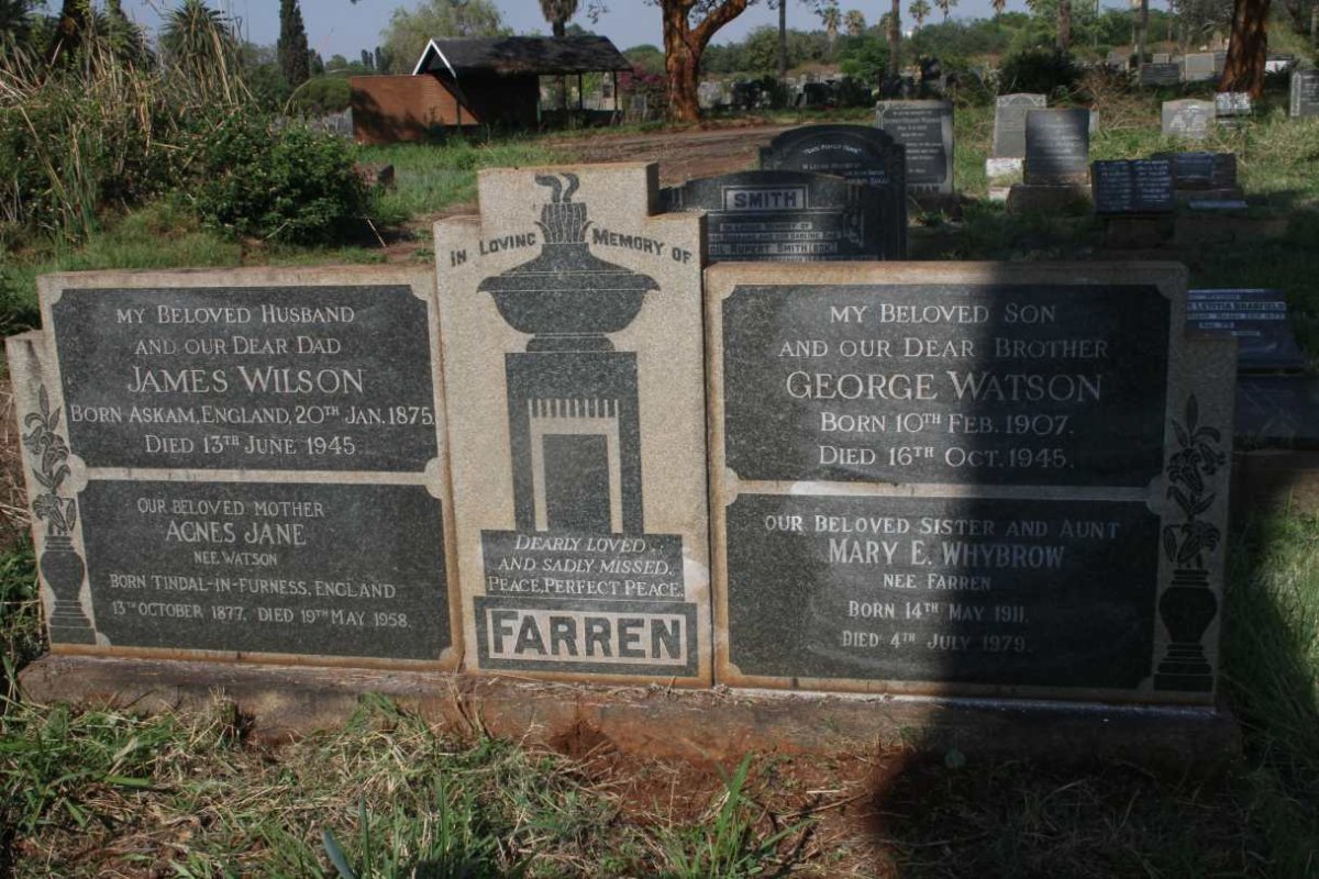 FARREN James Wilson 1875-1945 & Agnes Jane WATSON 1877-1958 :: FARREN George Watson 1907-1945 :: WHYBROW Mary E. nee FARREN 1911-1979