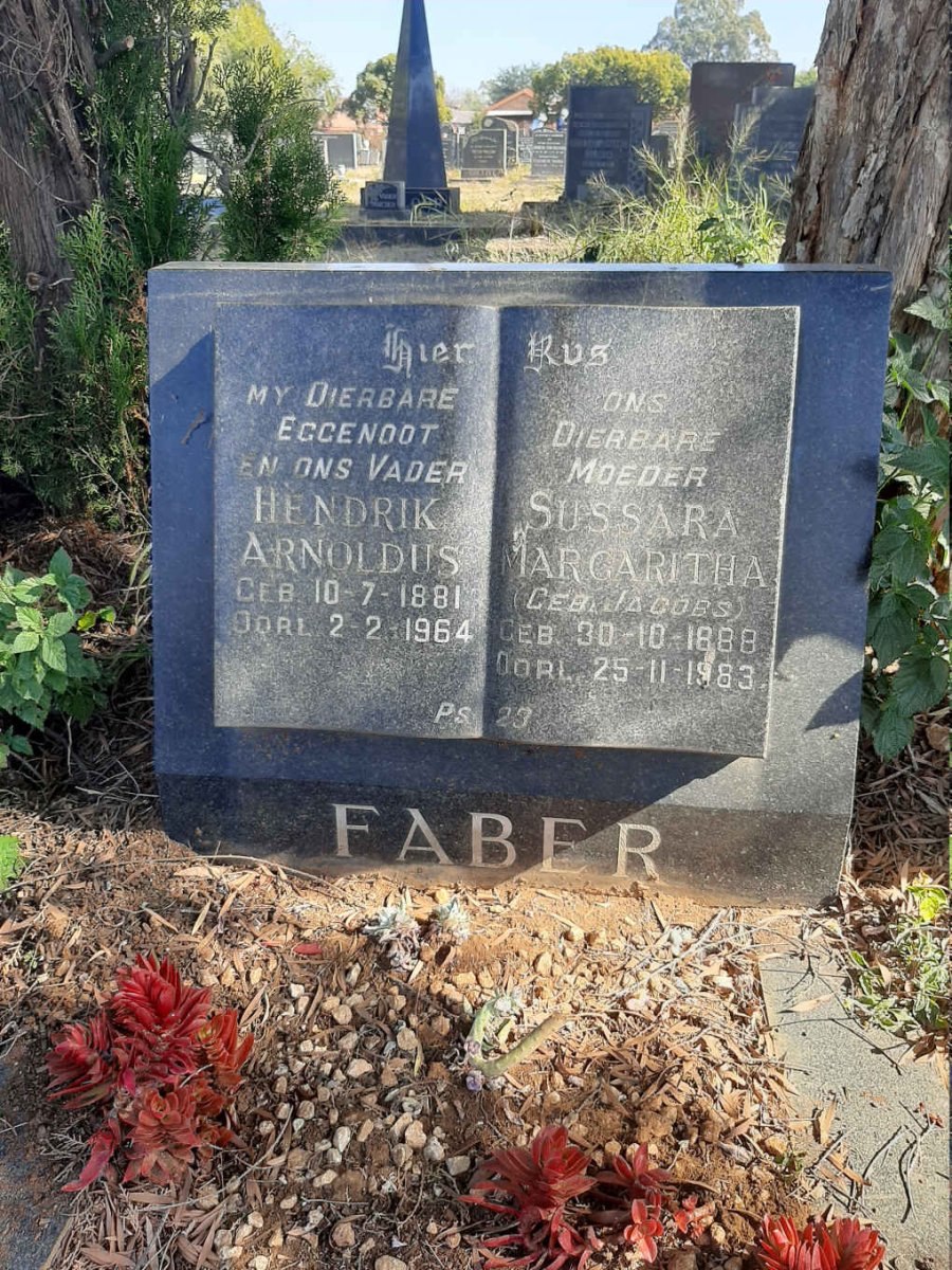 FABER Hendrik Arnoldus 1881-1964 &amp; Sussara Margaritha JACOBS 1888-1983