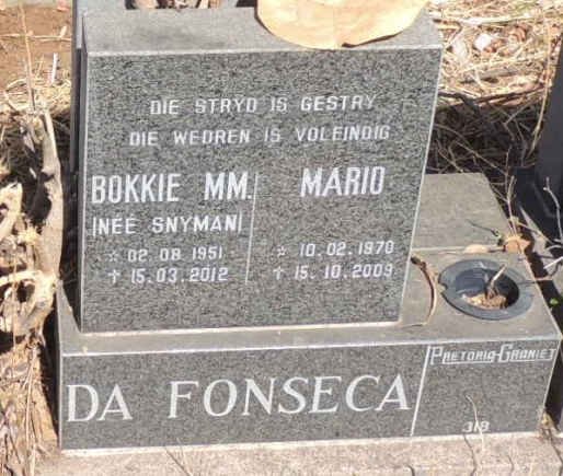 FONSECA Mario, da 1970-2009 & M.M. SNYMAN 1951-2012