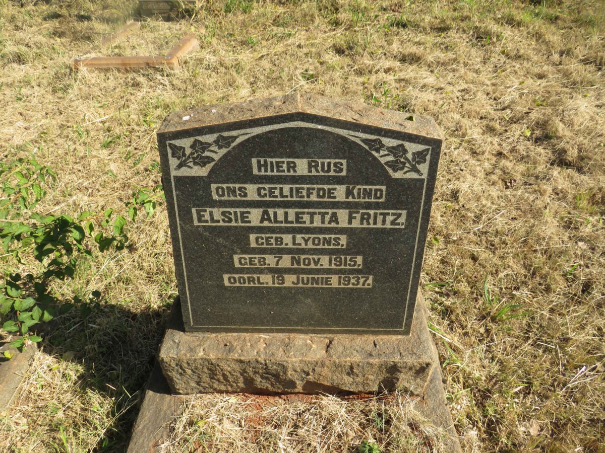 FRITZ Elsie Alletta nee LYONS 1915-1937