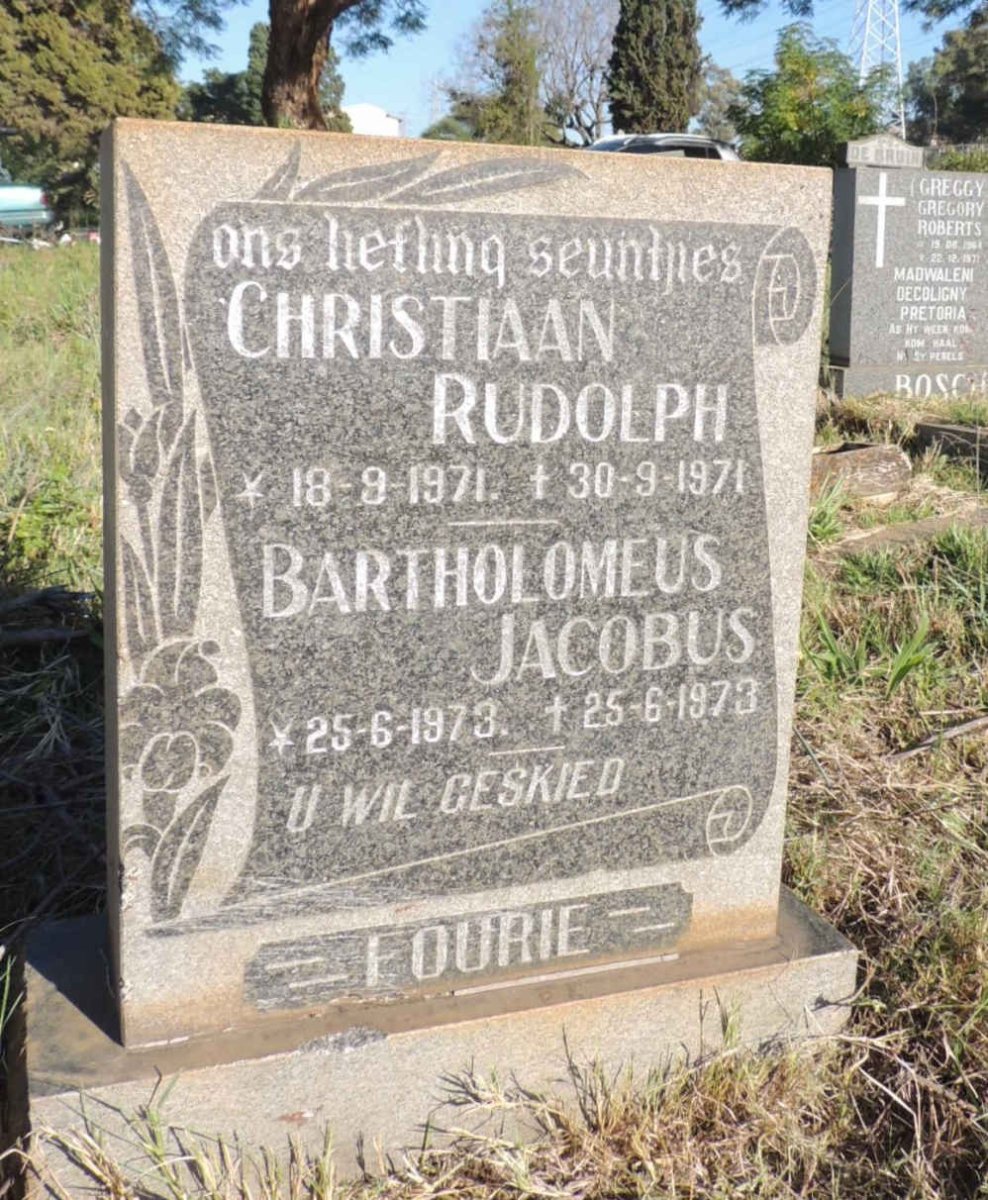 FOURIE Christiaan Rudolph 1971-1971 :: FOURIE Bartholomeus Jacobus 1973-1973