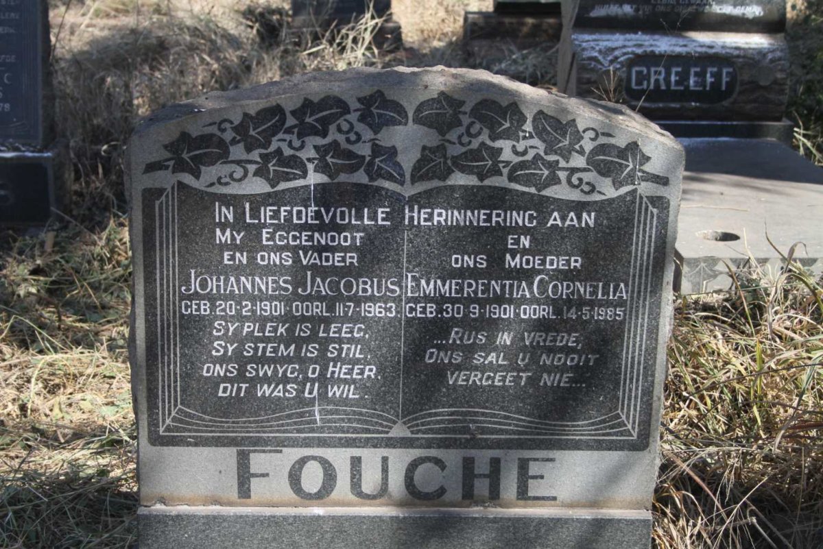 FOUCHE Johannes Jacobus 1901-1963 & Emmerentia Cornelia 1901-1985