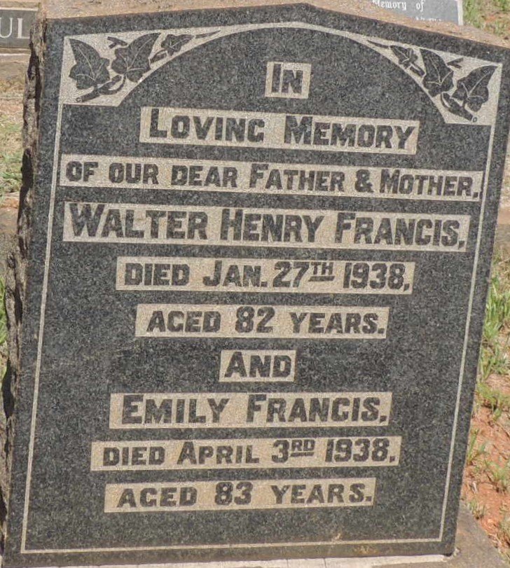 FRANCIS Walter Henry -1938 & Emily -1938