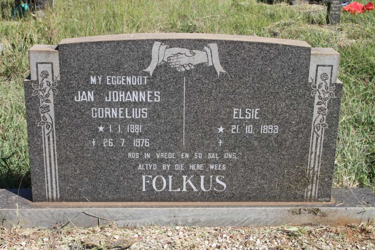 FOLKUS Jan Johannes Cornelius 1881-1976 & Elsie 1893-