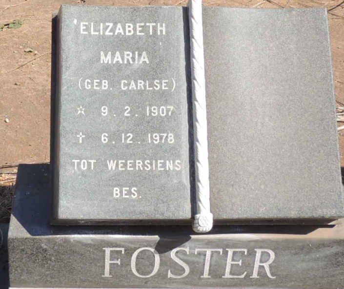 FOSTER Elizabeth Maria nee CARLSE 1907-1978
