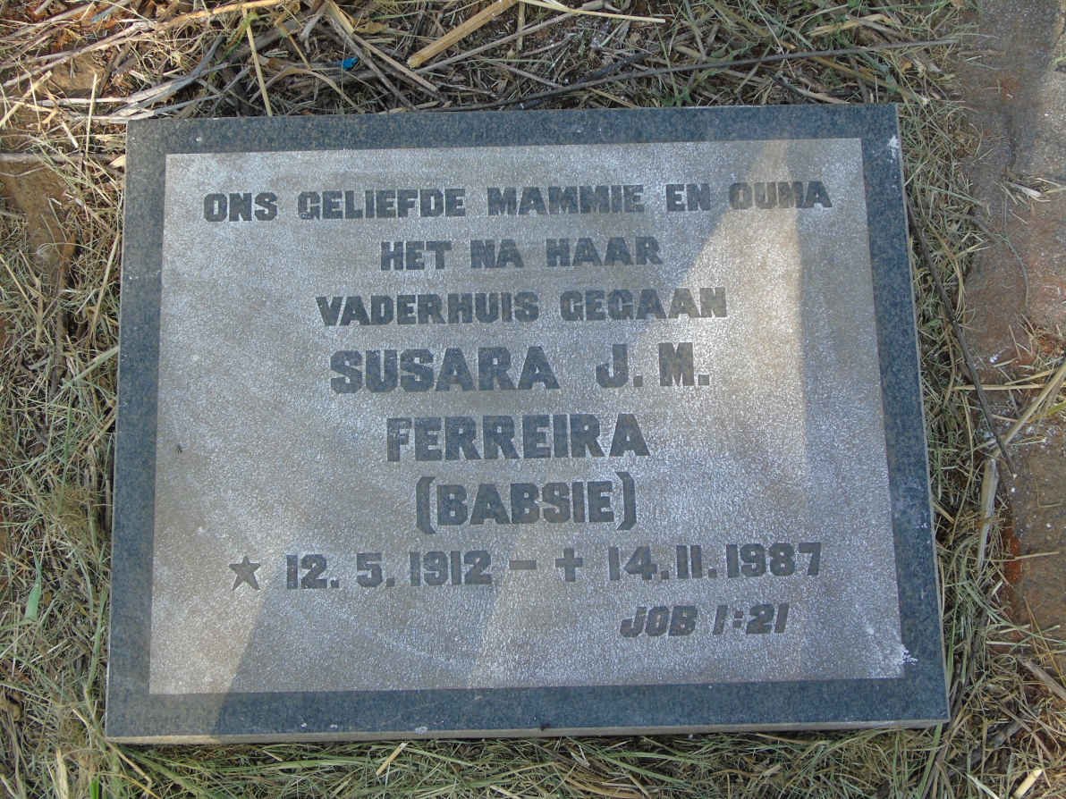FERREIRA Susara J.M. 1912-1987