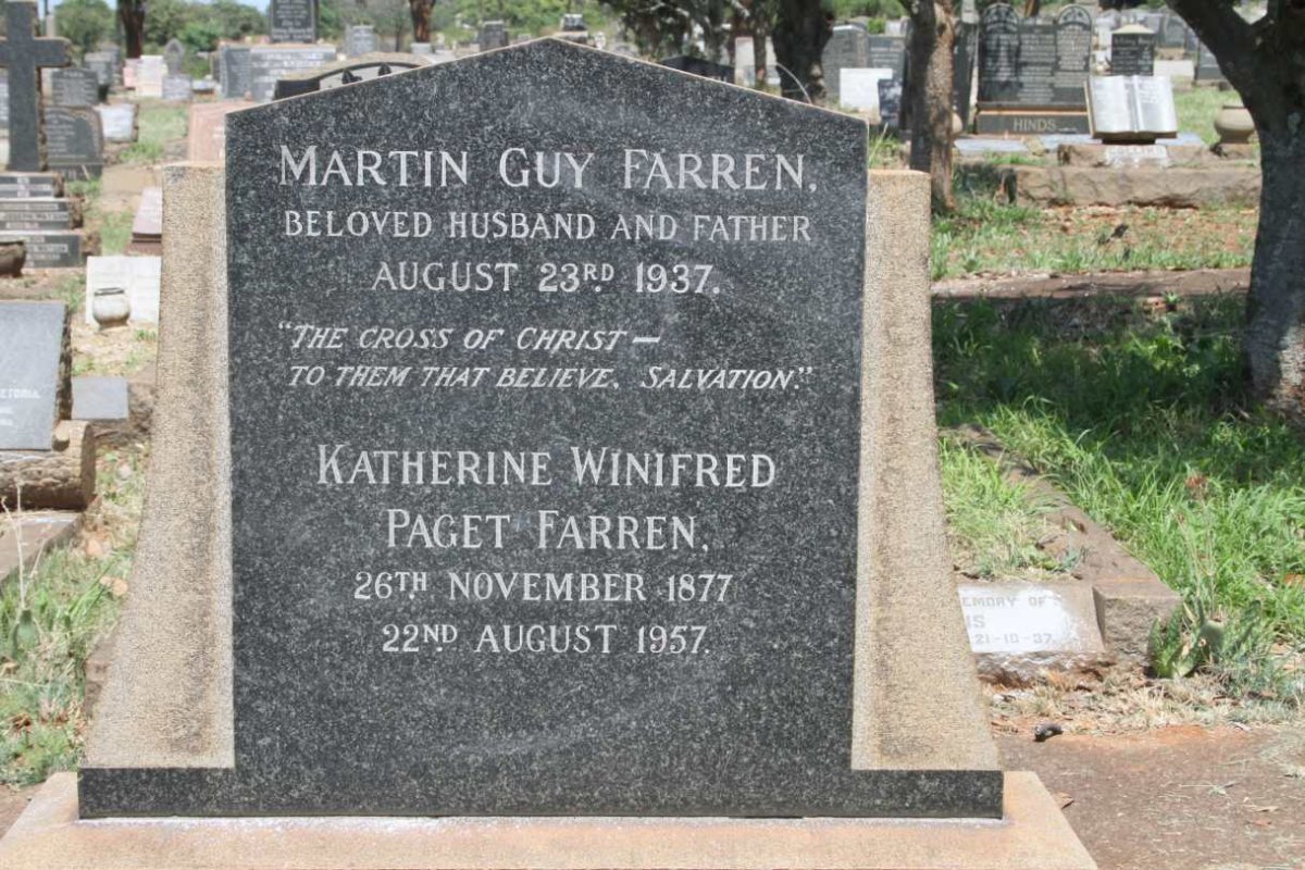 FARREN Martin Guy -1937 & Katherine Winifred PAGET 1877-1957
