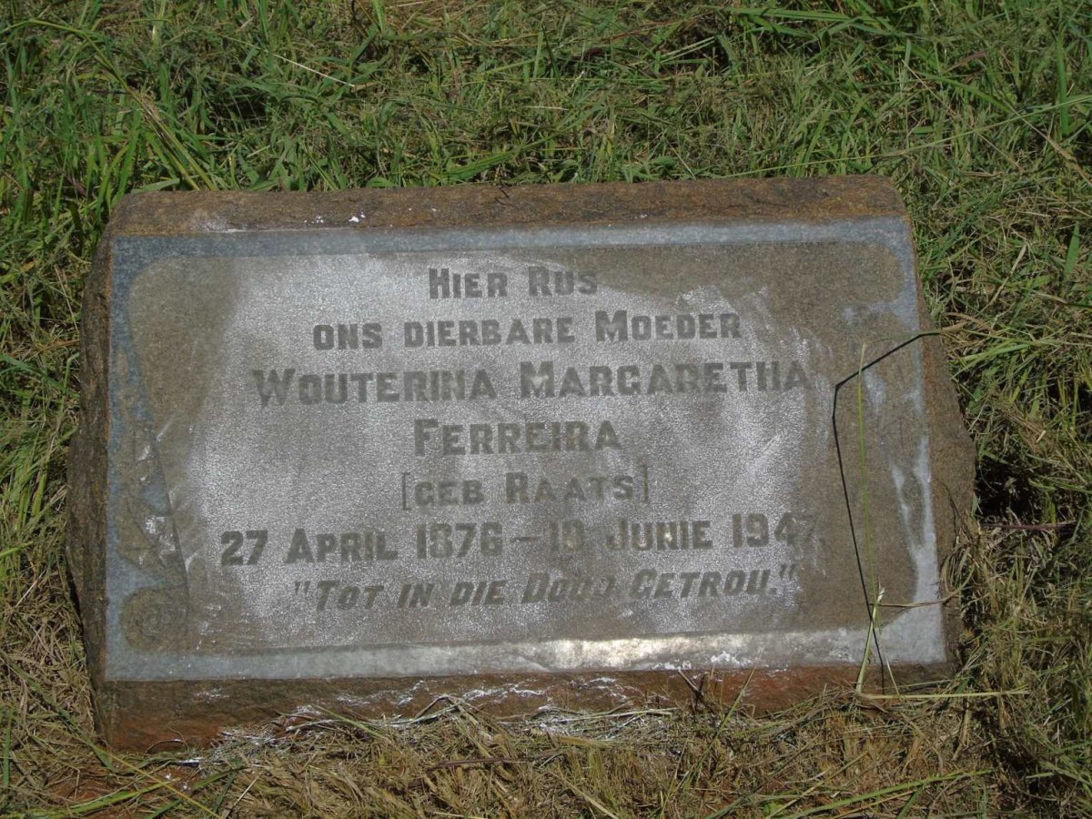 FERREIRA Wouterina Margaretha RAATS 1876-1947