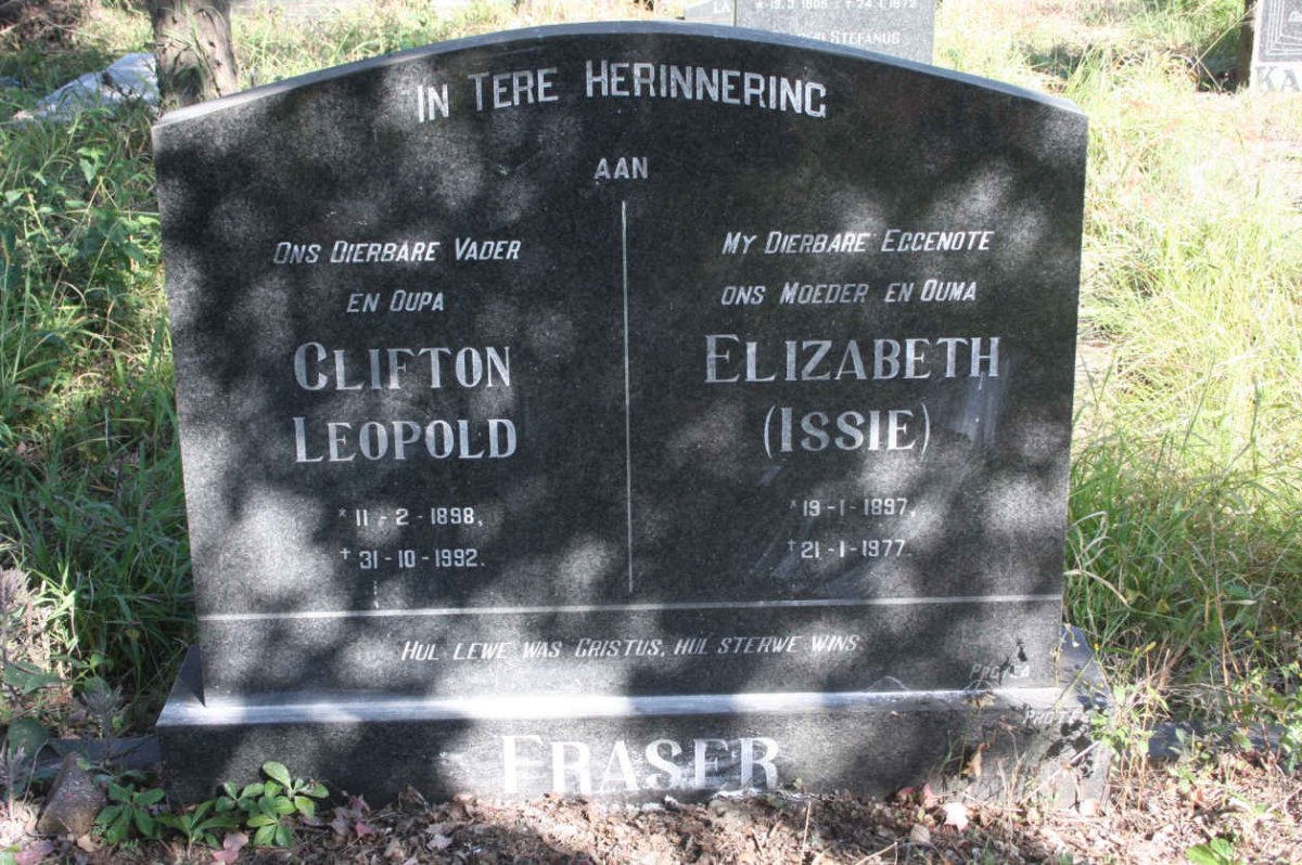 FRASER Clifton Leopold 1898-1992 &amp; Elizabeth 1897-1977